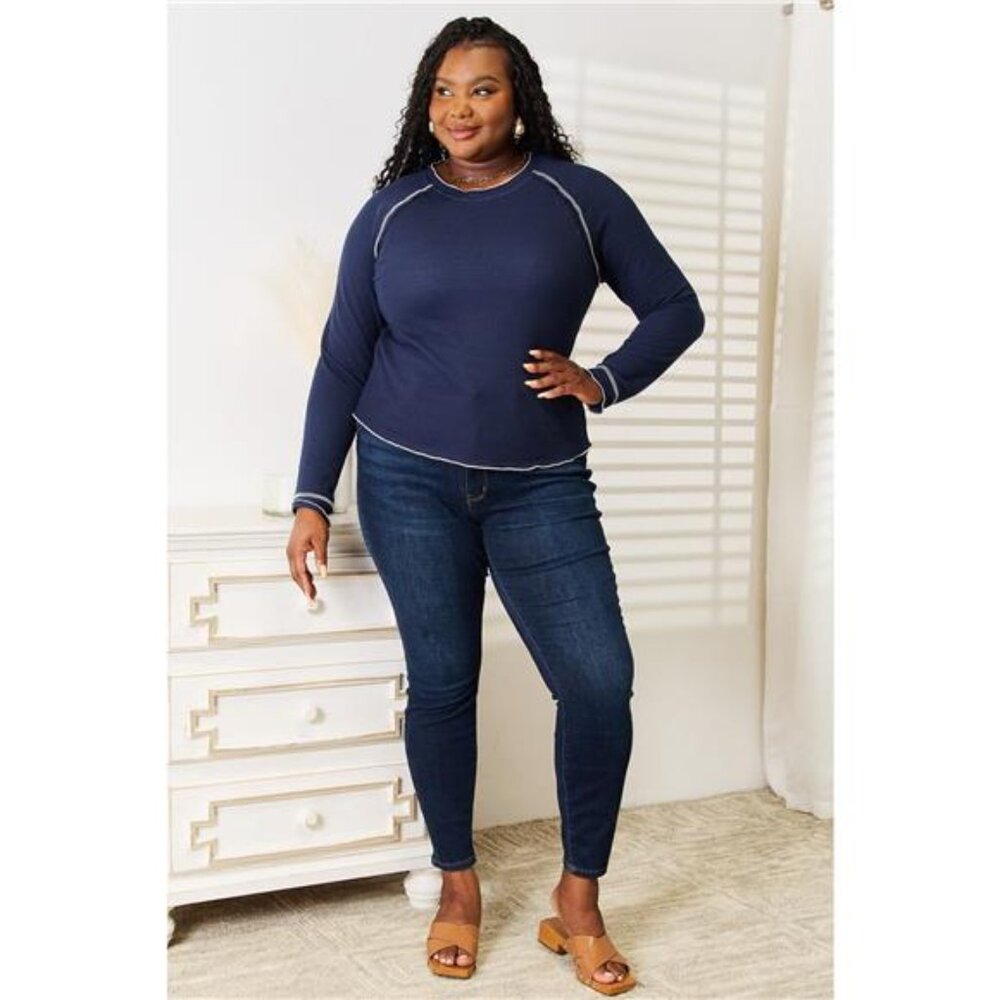 Basic Bae Long Raglan Sleeve Round Neck Top - Picture 16 of 16